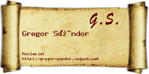 Gregor Sándor névjegykártya